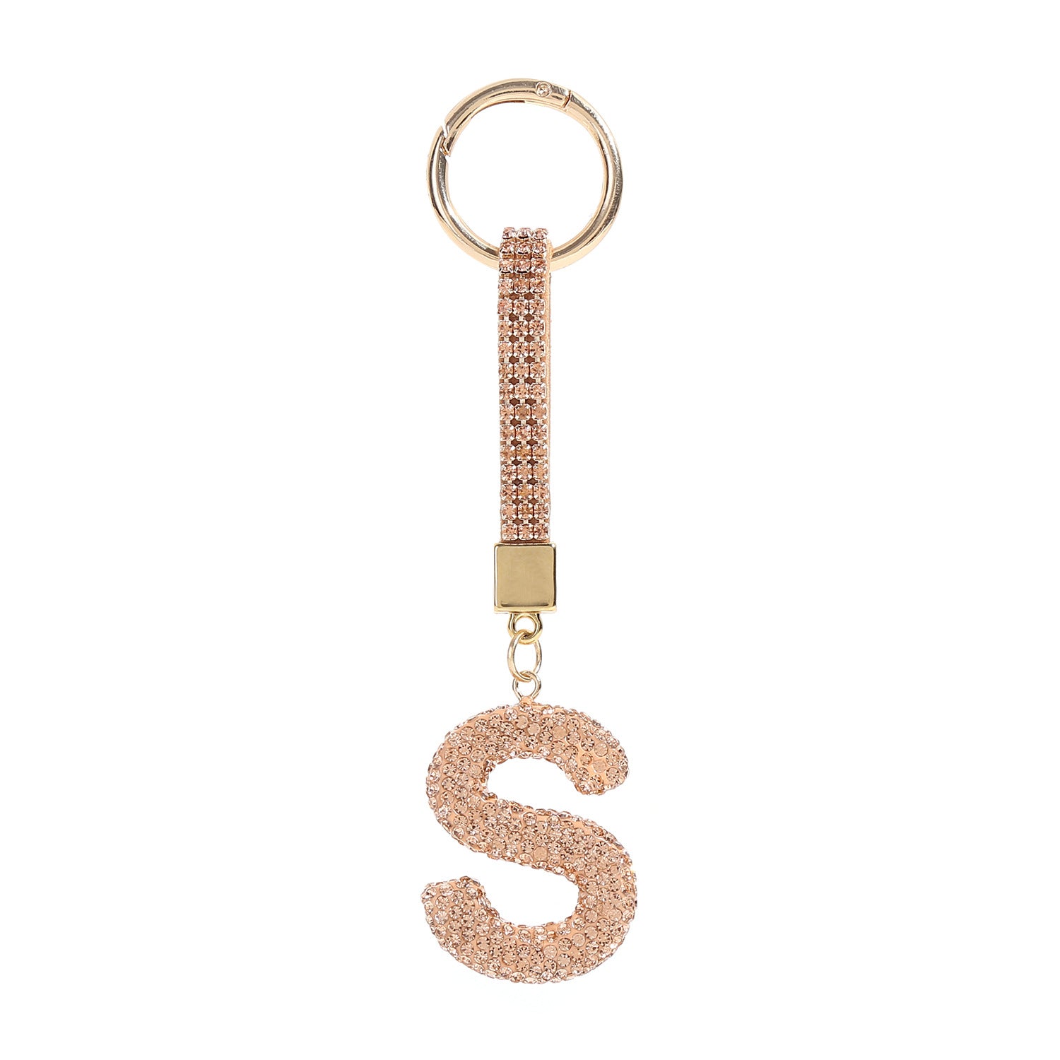 Wholesale full diamond letter S fashion English letter diamond studded keychains